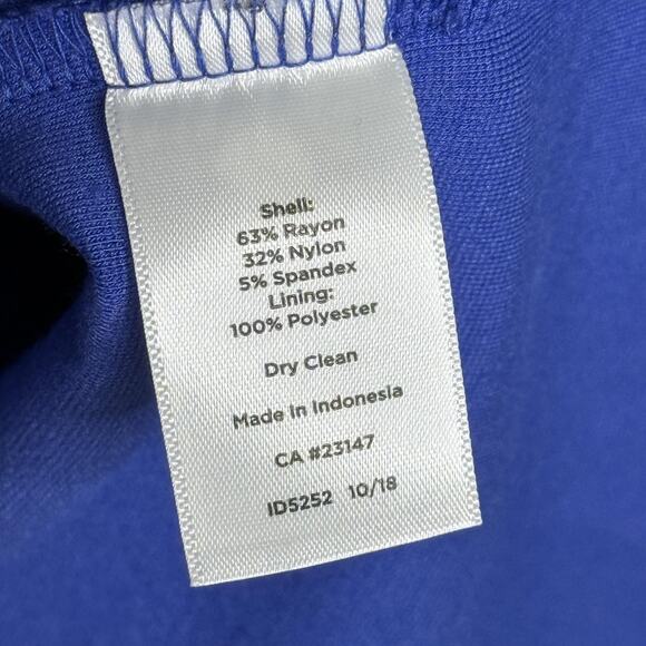 Talbots Dress Womens 14WP Blue Sheath Sleeveless Lined Notch Neck Work Office - Picture 4 of 7